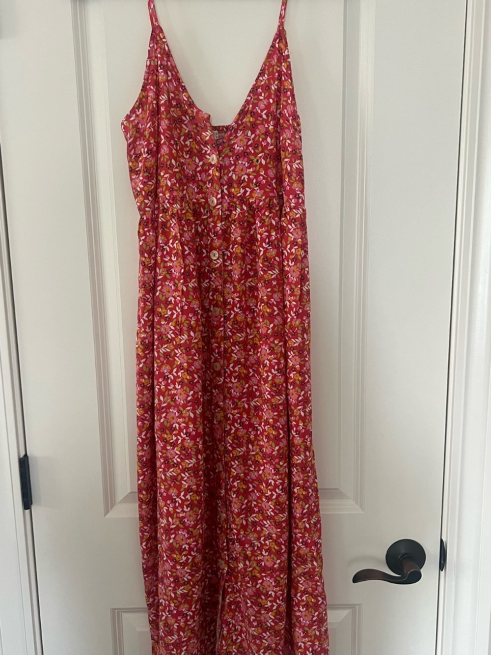 Billabong | (M) Floral Pink Red Button-Front Maxi Dress
